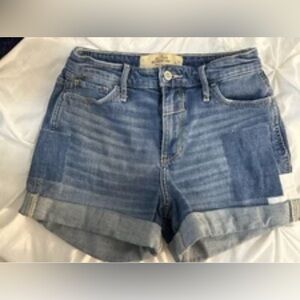 Hollister High Rise PatchWork Rolled Up Hem Jean Shorts Size 25 Or 1 teen​